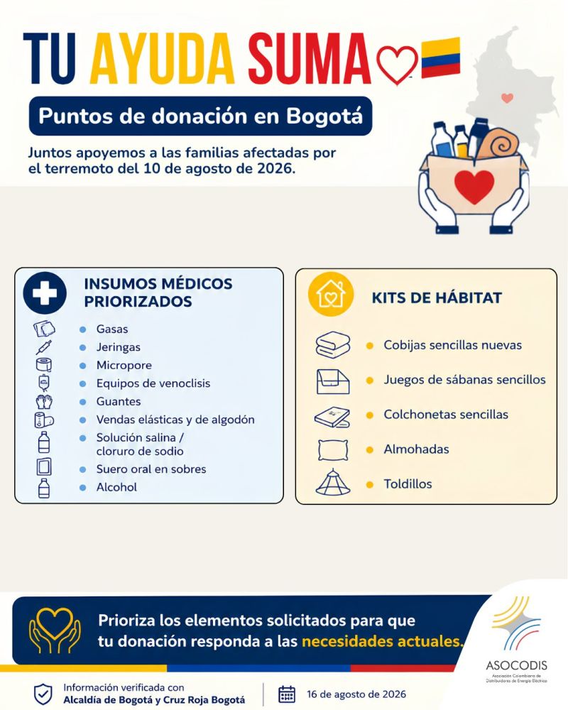 Image for the Tweet beginning: 🇨🇴 #ColombiaUnSoloCorazón
La solidaridad también se