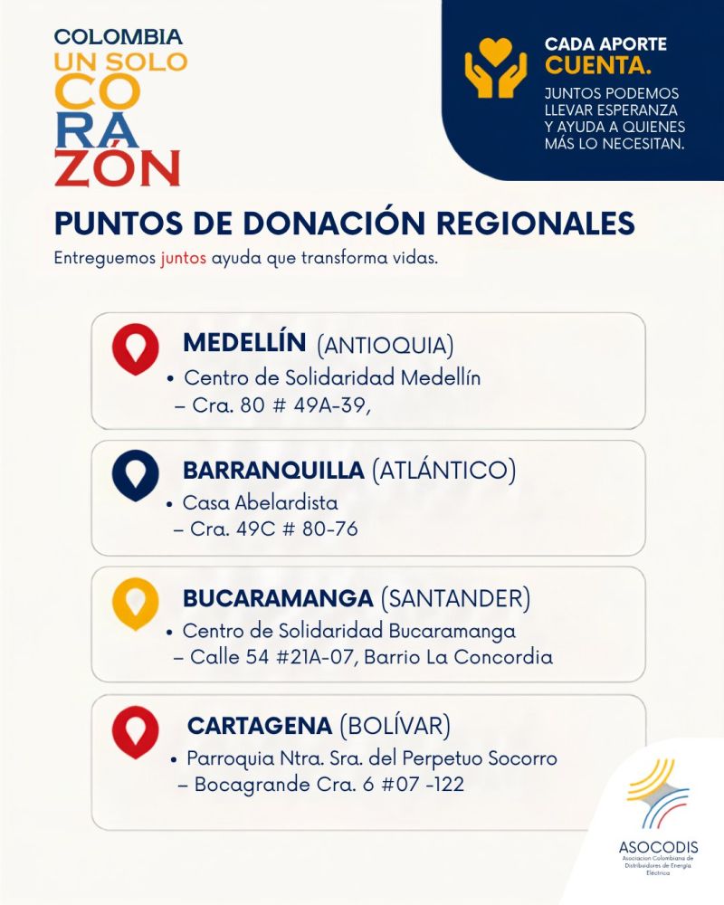 Image for the Tweet beginning: 🇨🇴 #ColombiaUnSoloCorazón
La solidaridad también se